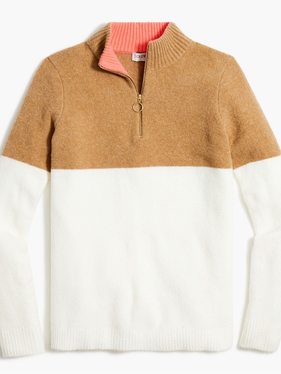 J. Crew Sweaters - J. Crew Women’s Color block Camel and White Half-Zip